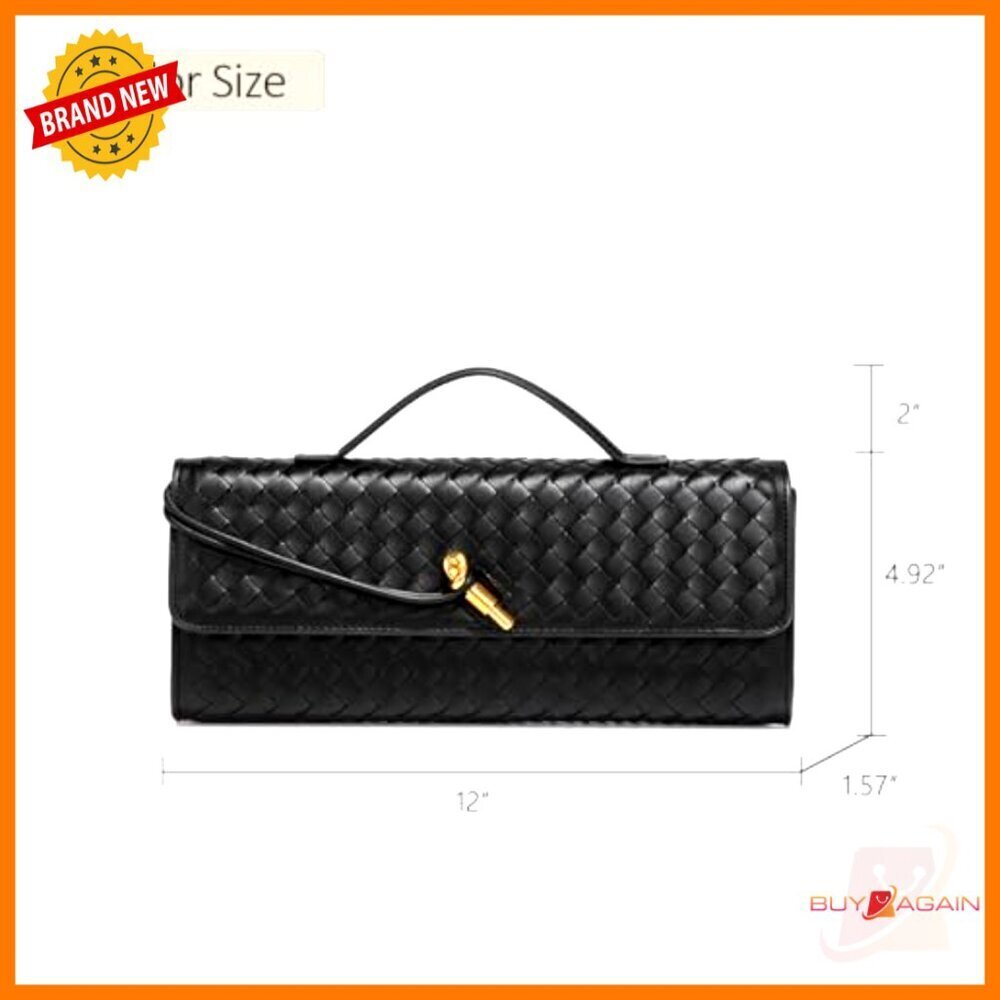 PU Leather Woven Clutch with Adjustable Strap, Crossbody or Shoulder Bag - Picture 6 of 6